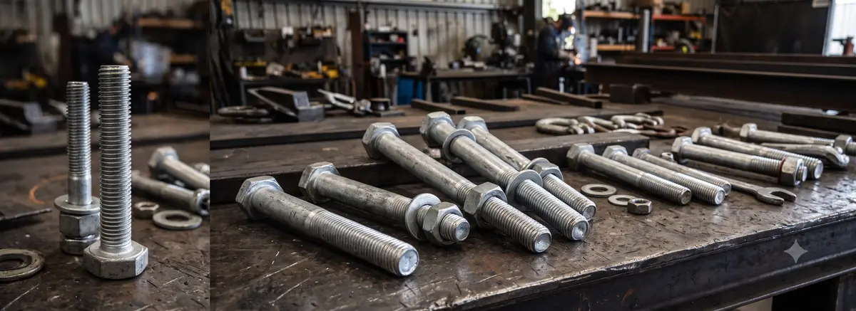 Galvanised through-bolts and anchor bolts