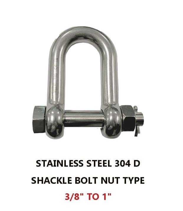 Stainless Steel 304 D-Shackle Bolt Nut Type